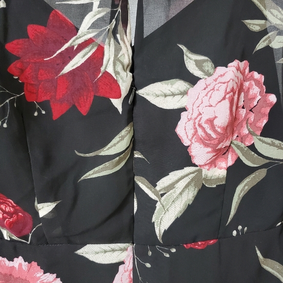 Dynamite Dark Floral Sheer Party Midi Dress - Picture 2 of 7